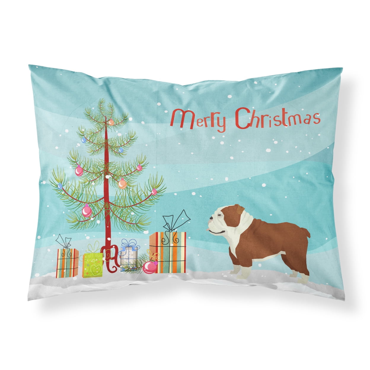 English Bulldog Christmas Tree Fabric Standard Pillowcase