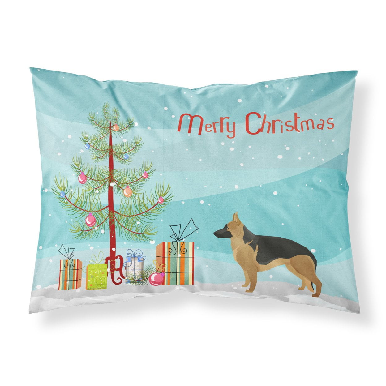 CK3540PILLOWCASE German Shepherd Christmas Tree Fabric Standard Pillowcase
