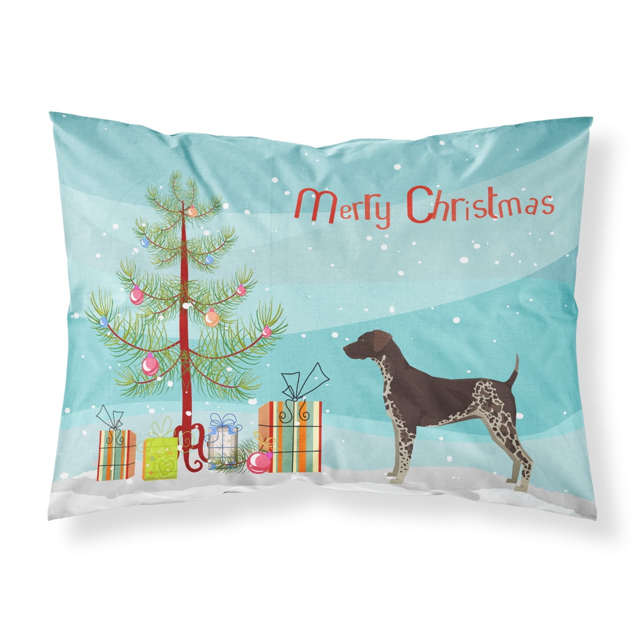 CK3541PILLOWCASE German Shorthaired Pointer Christmas Tree Fabric Standard Pillowcase