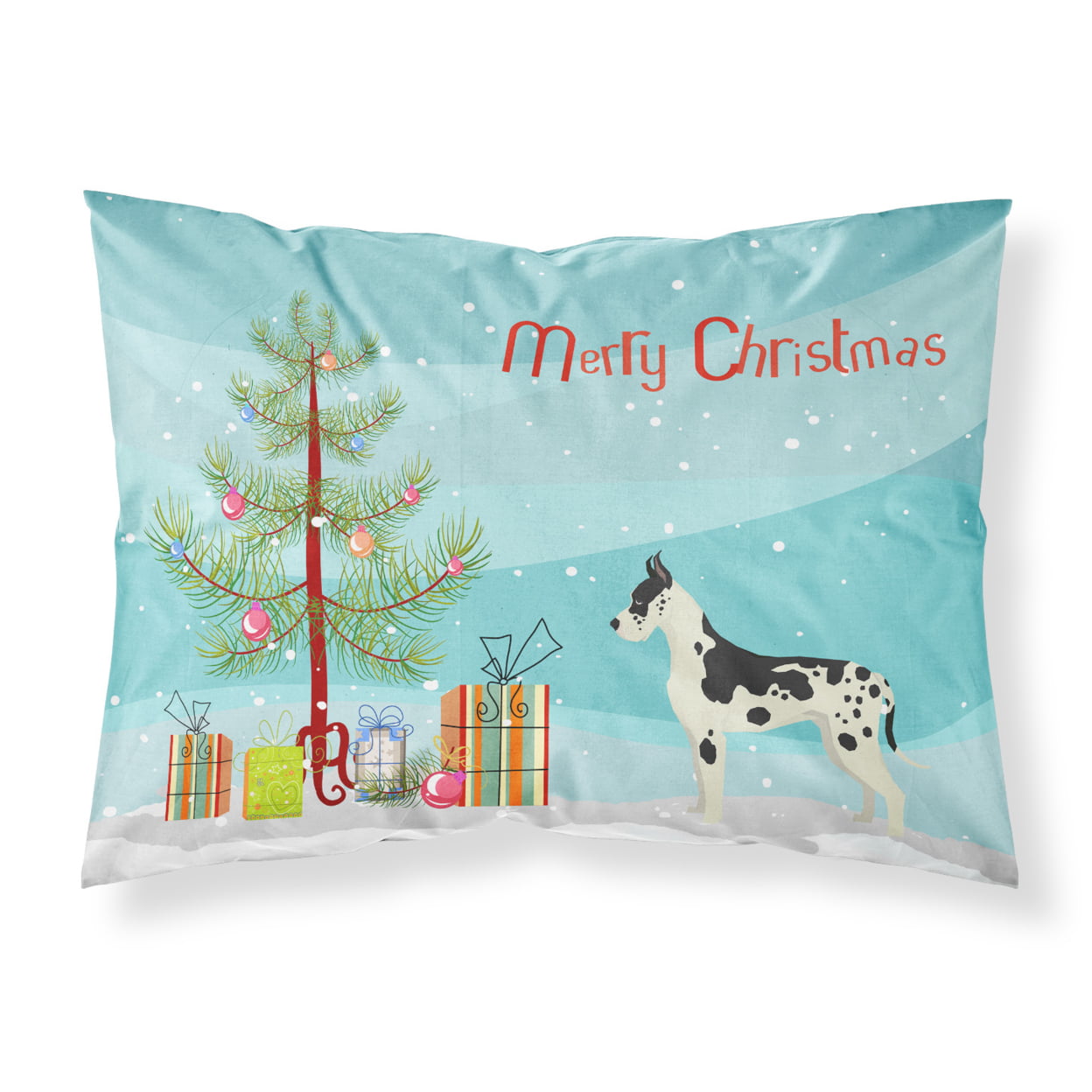 CK3542PILLOWCASE Great Dane Christmas Tree Fabric Standard Pillowcase