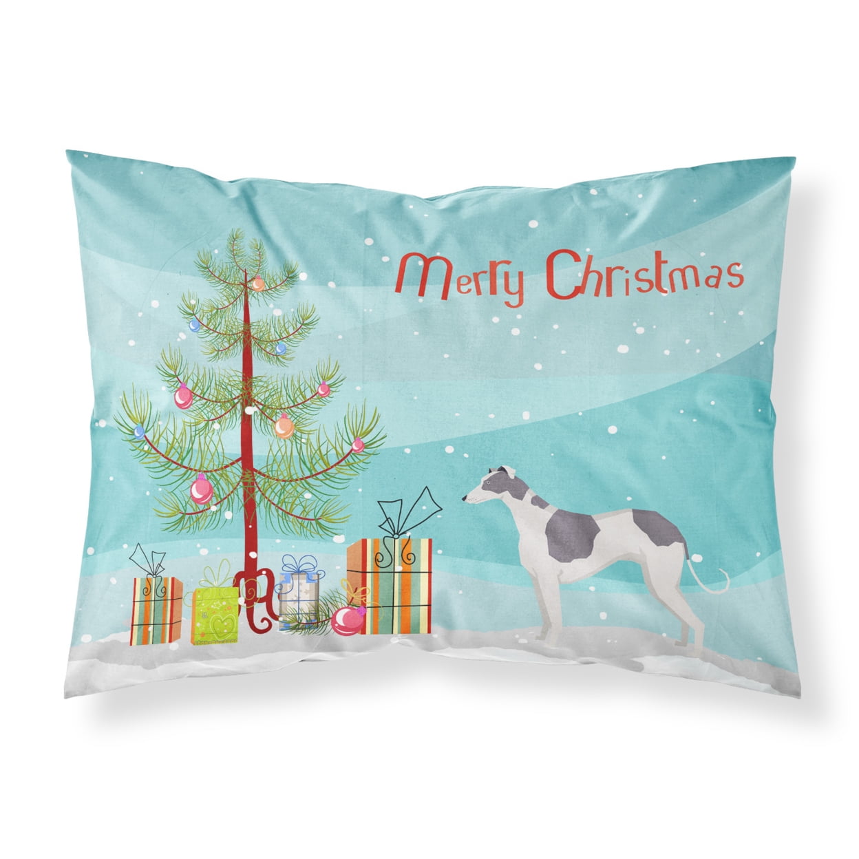 Greyhound Christmas Tree Fabric Standard Pillowcase