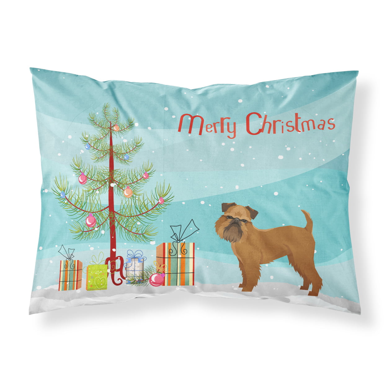 Brussels Griffon Christmas Tree Fabric Standard Pillowcase