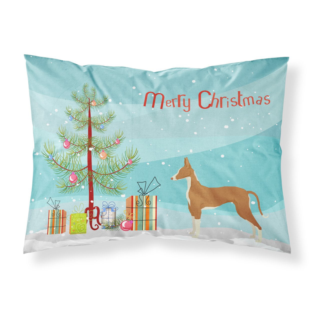 Ibizan Hound Christmas Tree Fabric Standard Pillowcase