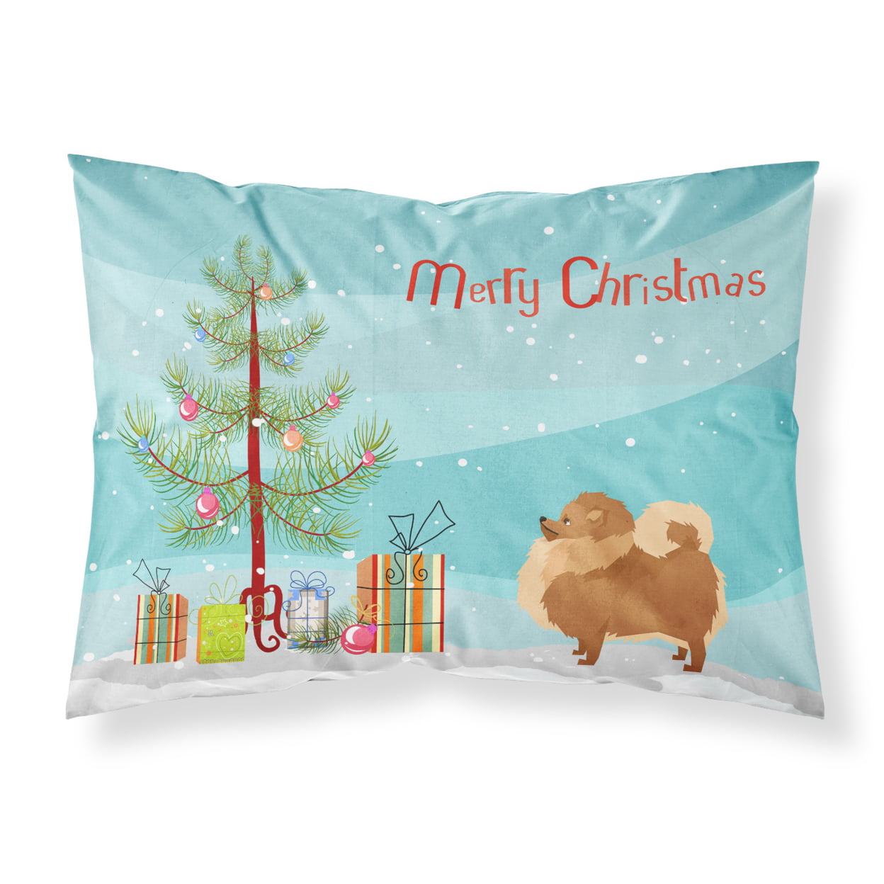 Pomeranian Christmas Tree Fabric Standard Pillowcase