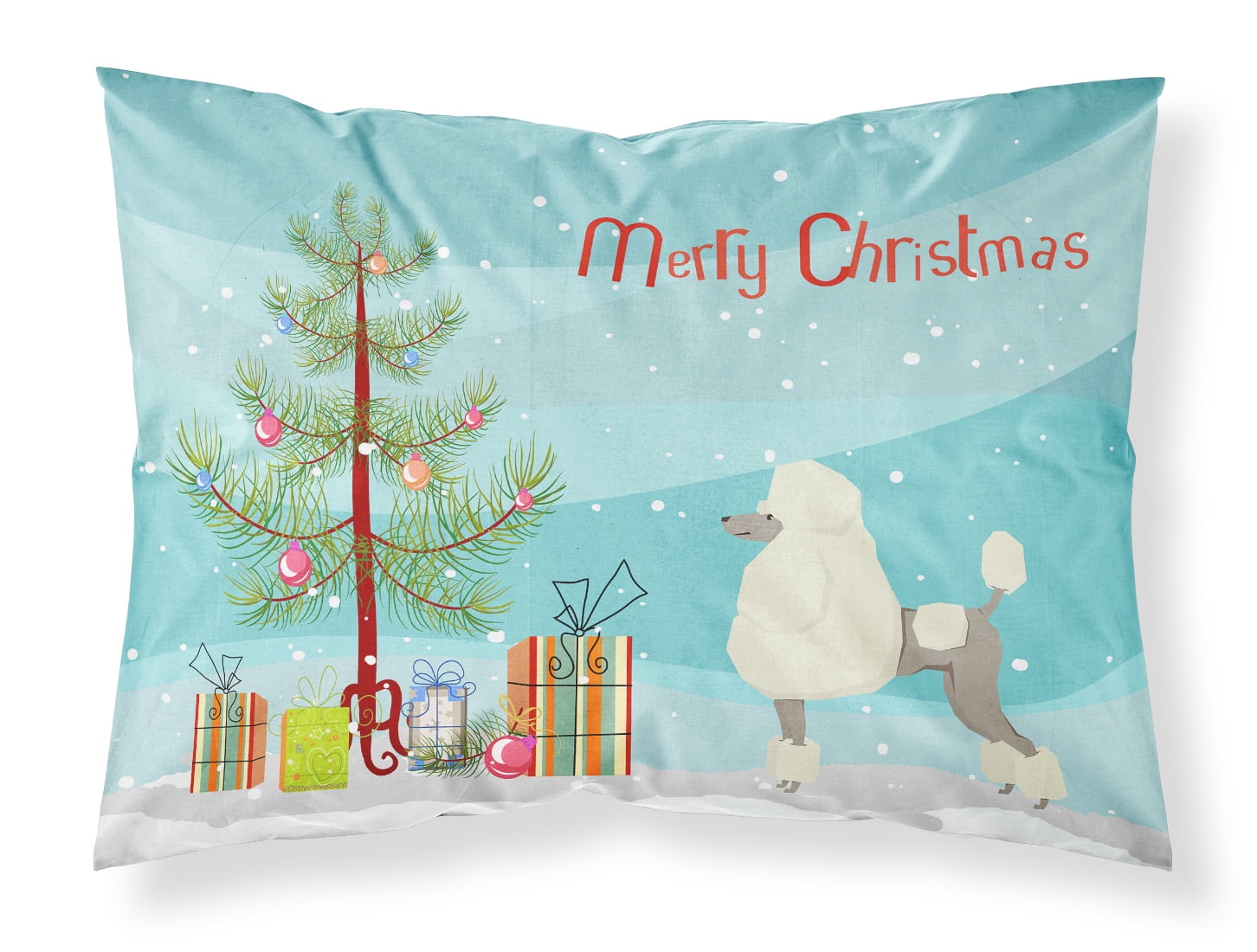 CK3556PILLOWCASE Poodle Christmas Tree Fabric Standard Pillowcase