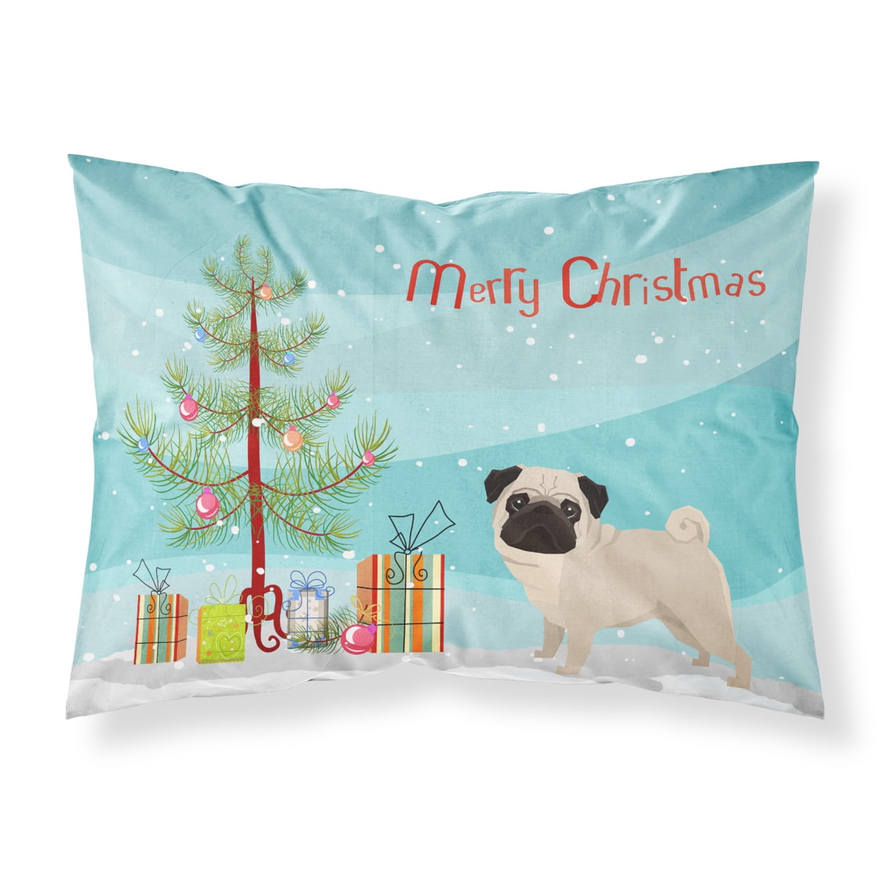 Pug Christmas Tree Fabric Standard Pillowcase