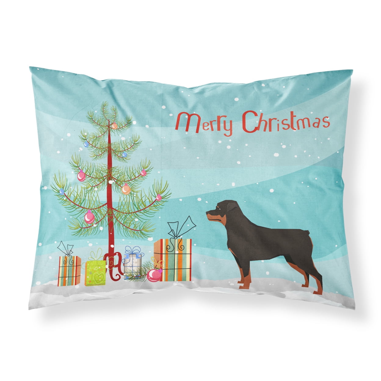 Rottweiler Christmas Tree Fabric Standard Pillowcase