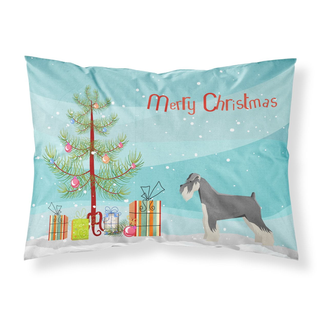 Schnauzer Christmas Tree Fabric Standard Pillowcase