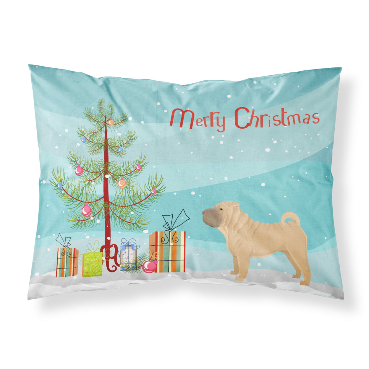 Shar Pei Christmas Tree Fabric Standard Pillowcase