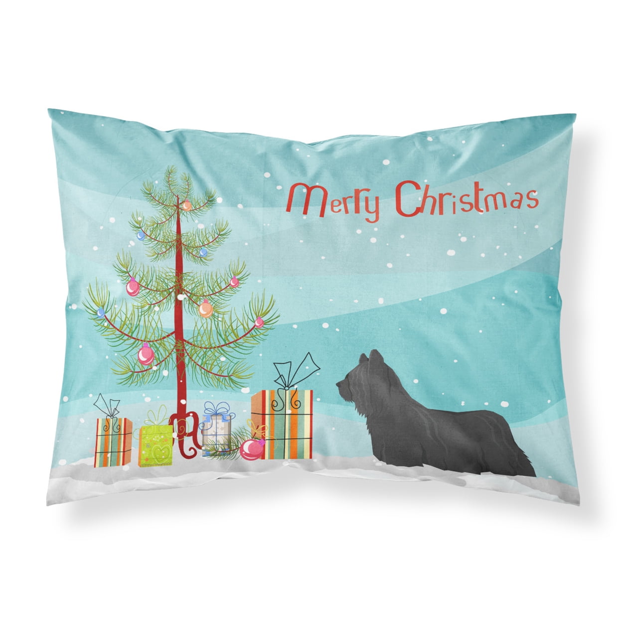 Skye Terrier Christmas Tree Fabric Standard Pillowcase
