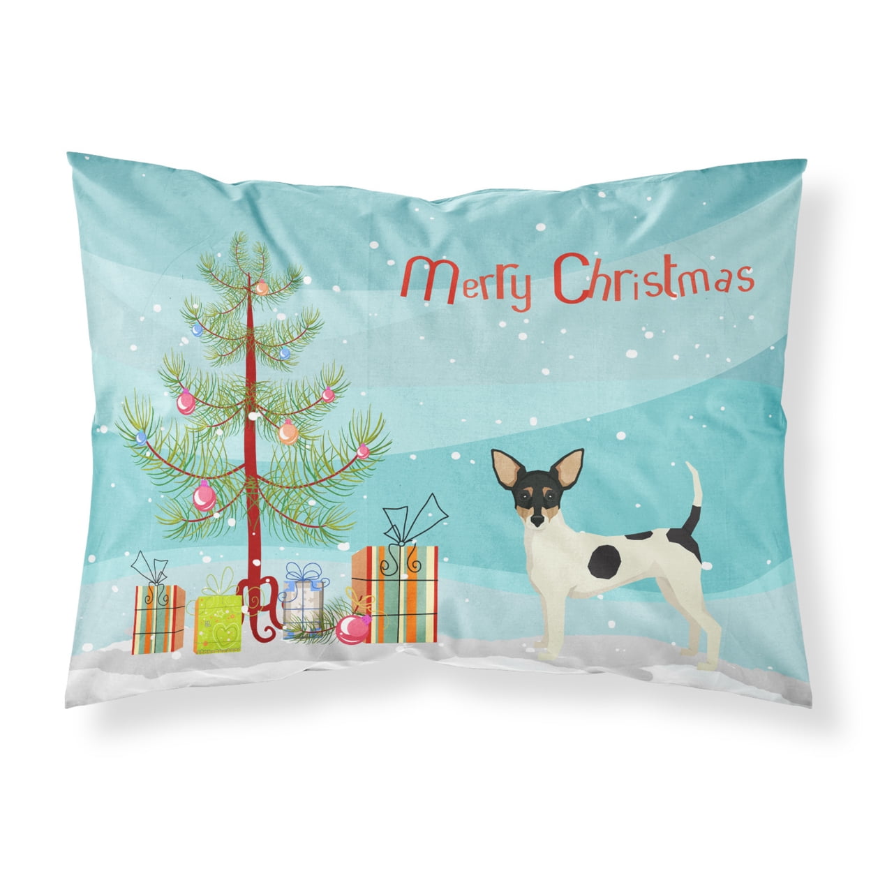 Toy Fox Terrier Christmas Tree Fabric Standard Pillowcase
