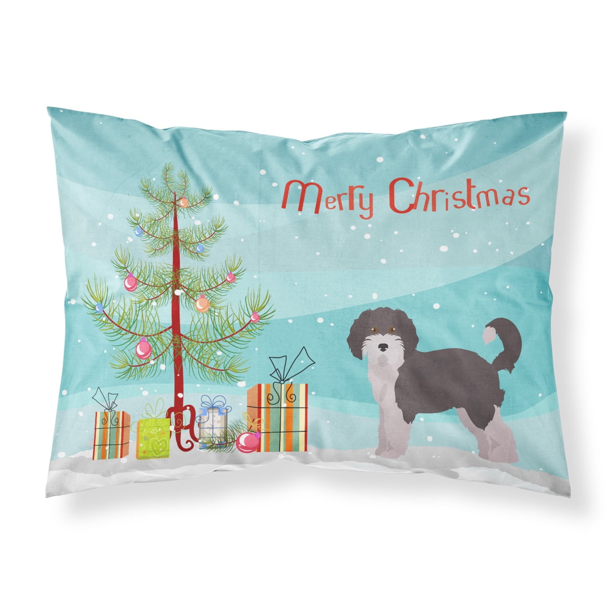 Aussiedoodle No.1 Christmas Tree Fabric Standard Pillowcase