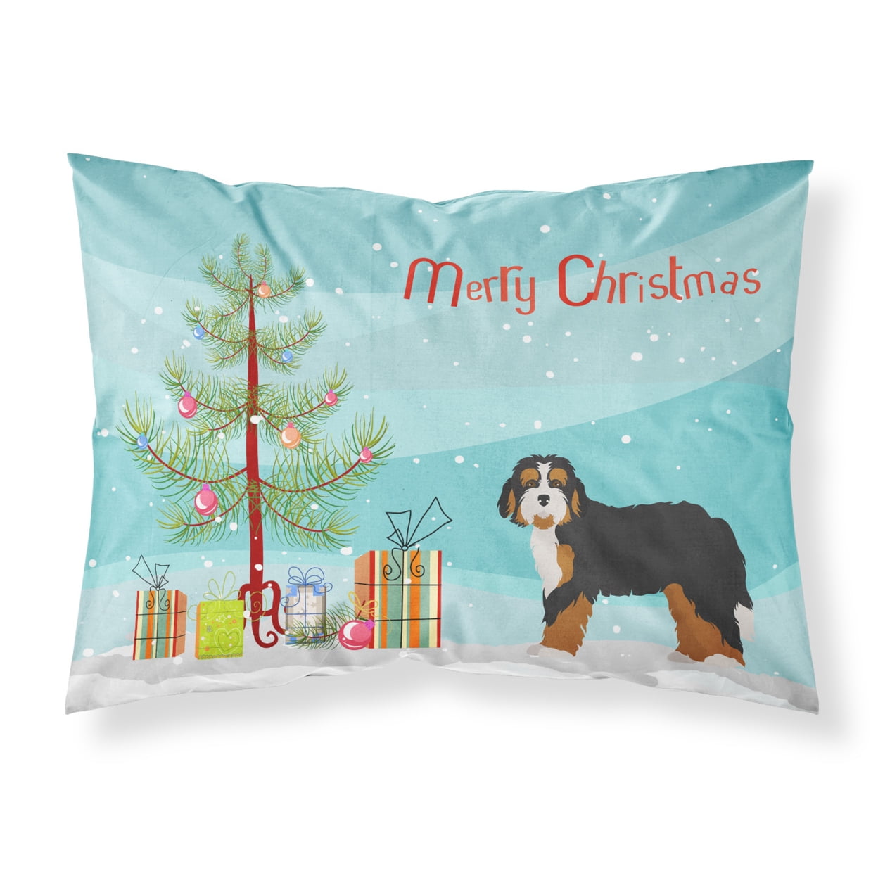 Bernedoodle Christmas Tree Fabric Standard Pillowcase