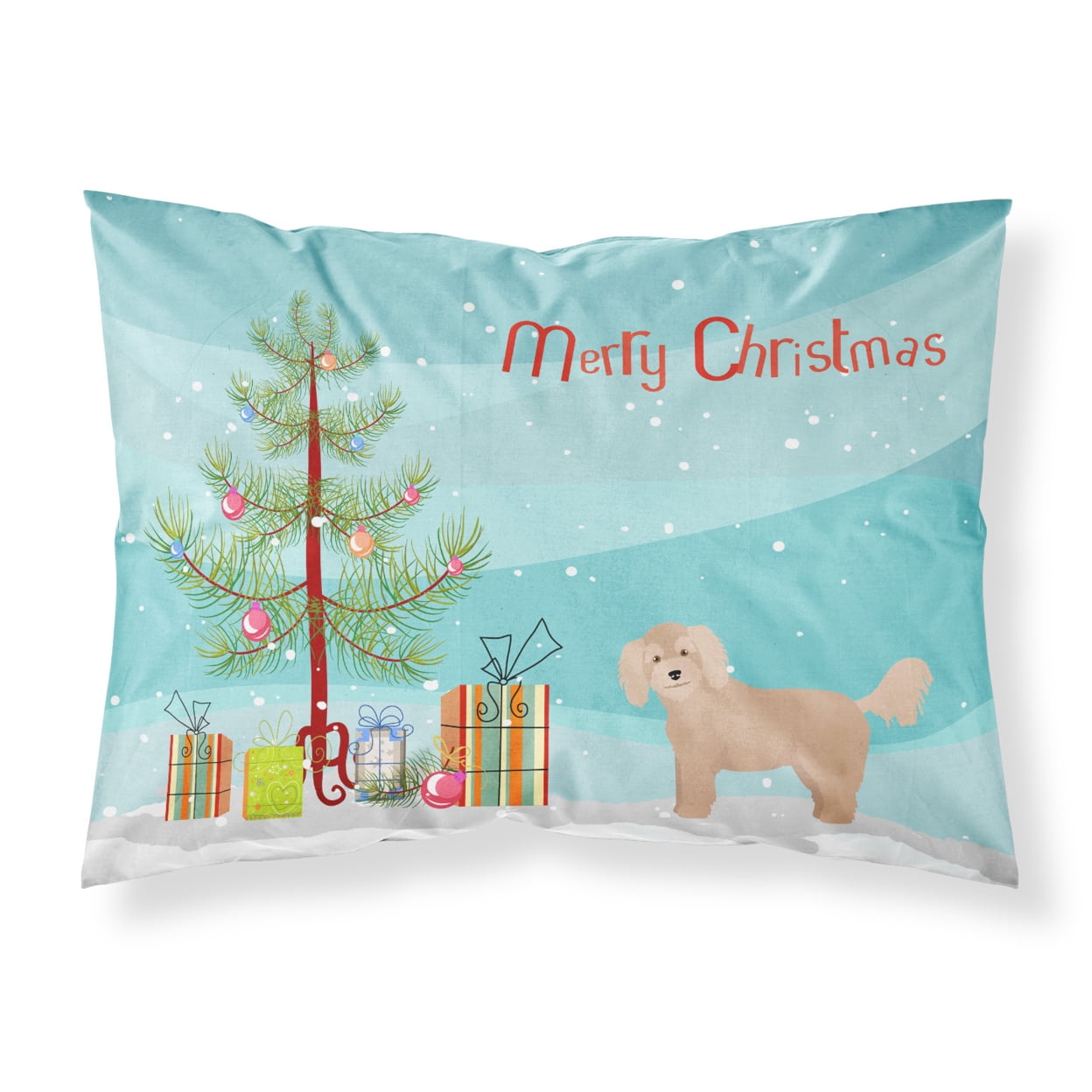 Bichpoo Christmas Tree Fabric Standard Pillowcase