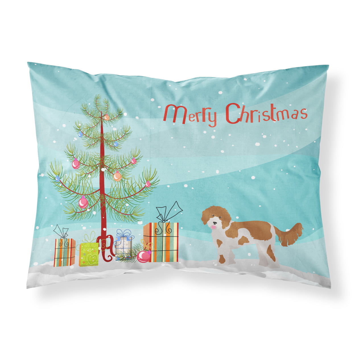 CK3812PILLOWCASE Cavapoo Christmas Tree Fabric Standard Pillowcase