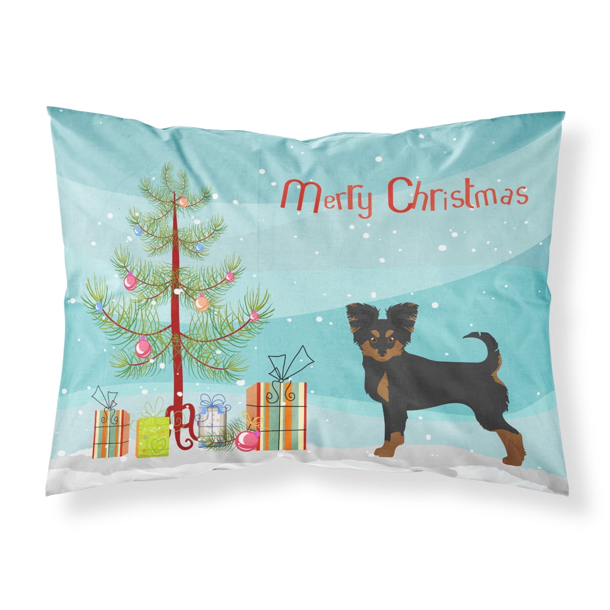 Black & Tan Chion Christmas Tree Fabric Standard Pillowcase