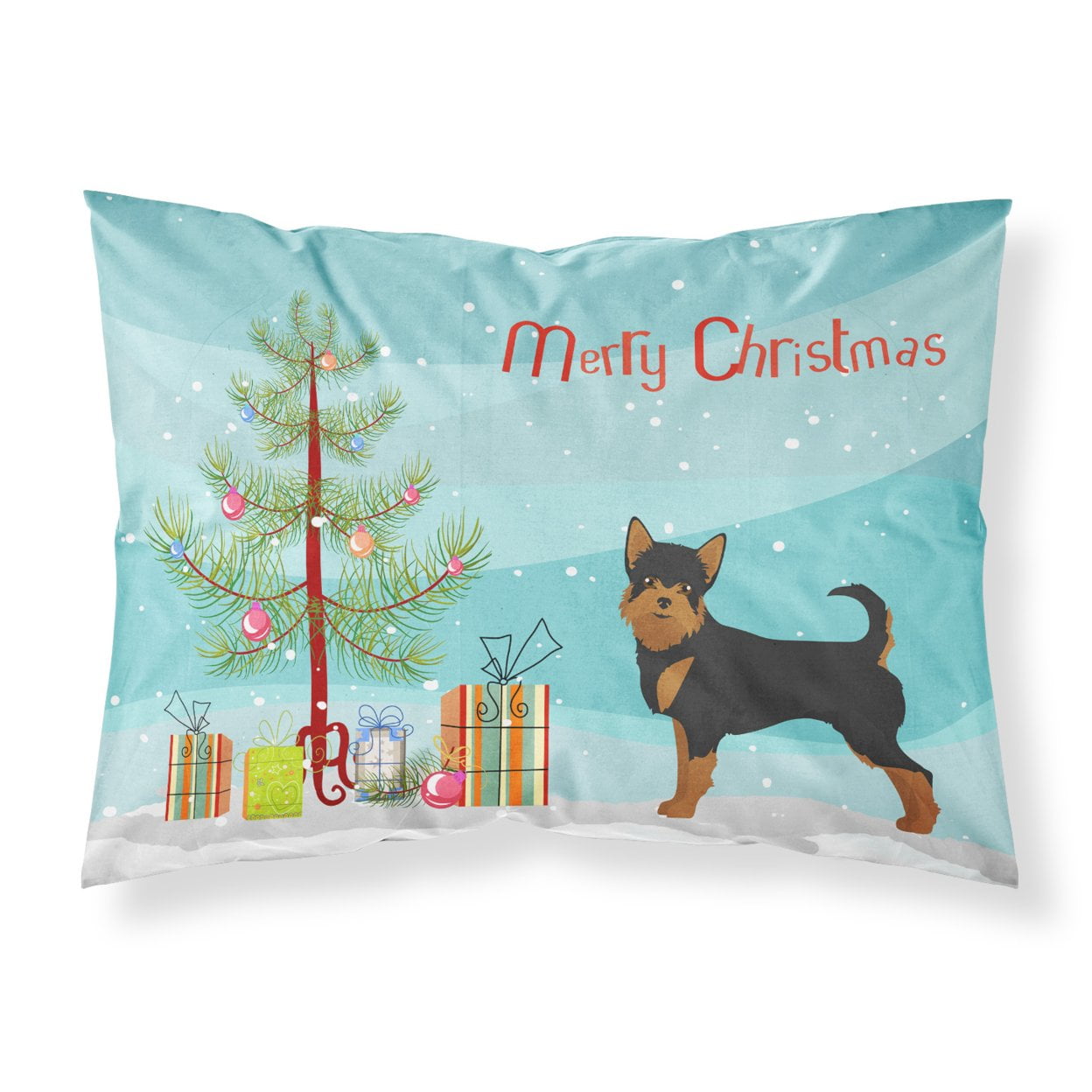 Black & Tan Chorkie Christmas Tree Fabric Standard Pillowcase