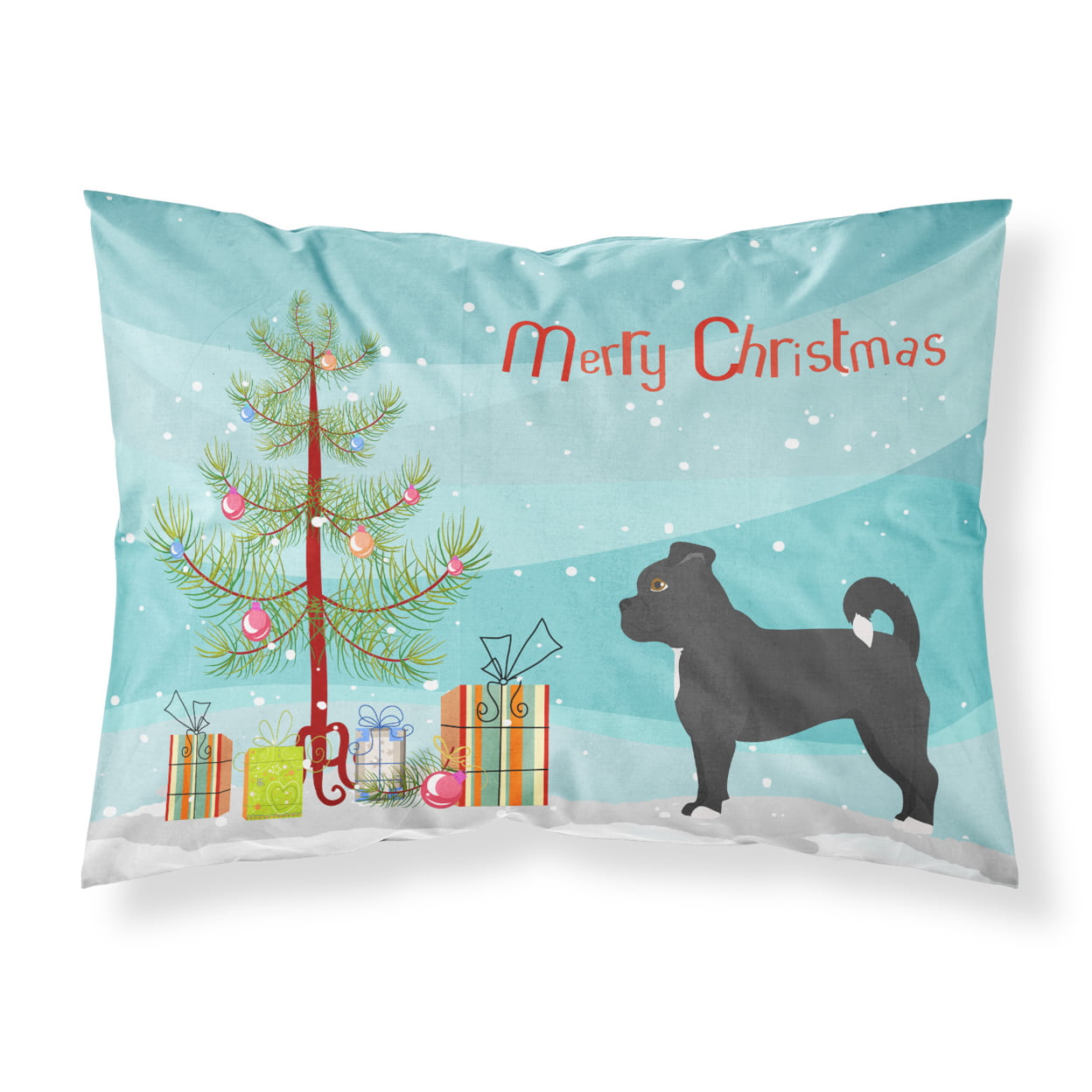 CK3820PILLOWCASE Black Chug Christmas Tree Fabric Standard Pillowcase