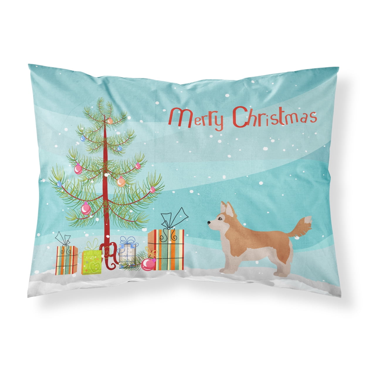 Corgi Husky Mix Christmas Tree Fabric Standard Pillowcase