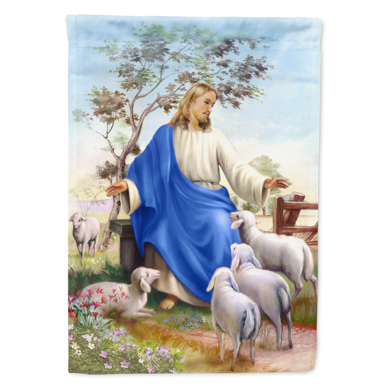 Jesus & His Flock of Sheep Flag Canvas House Size