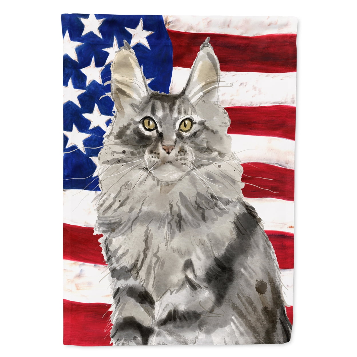 Maine Coon American Flag Flag Canvas House Size