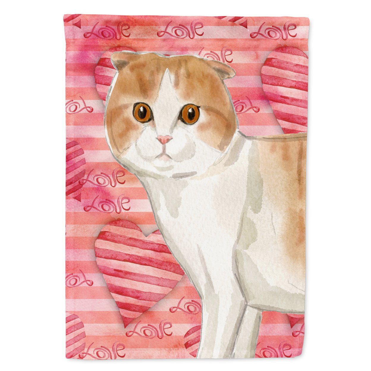 Scottish Fold Cat Love Flag Canvas House Size