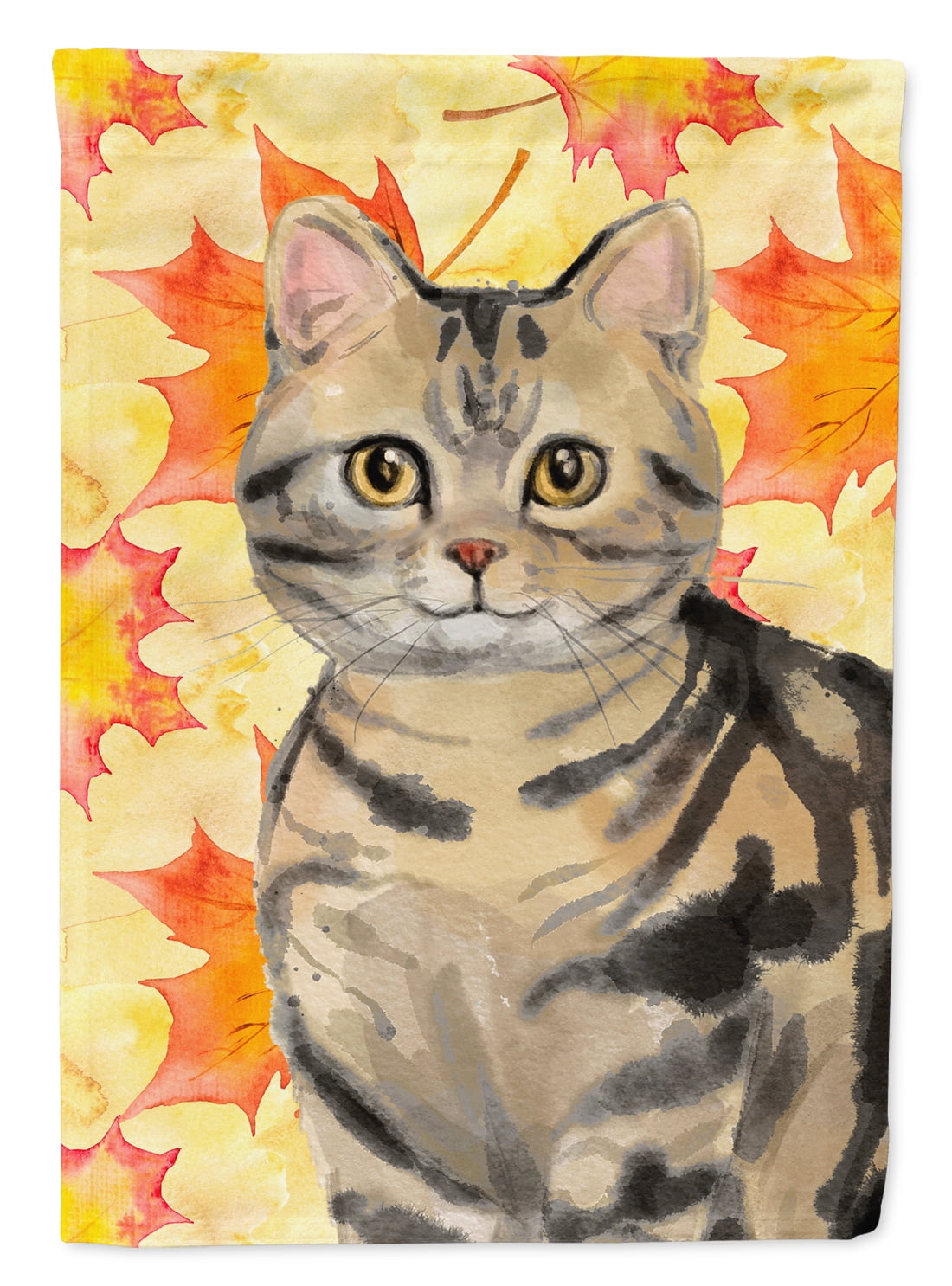 American Shorthair Brown Tabby Fall Leaves Flag Canvas House Size