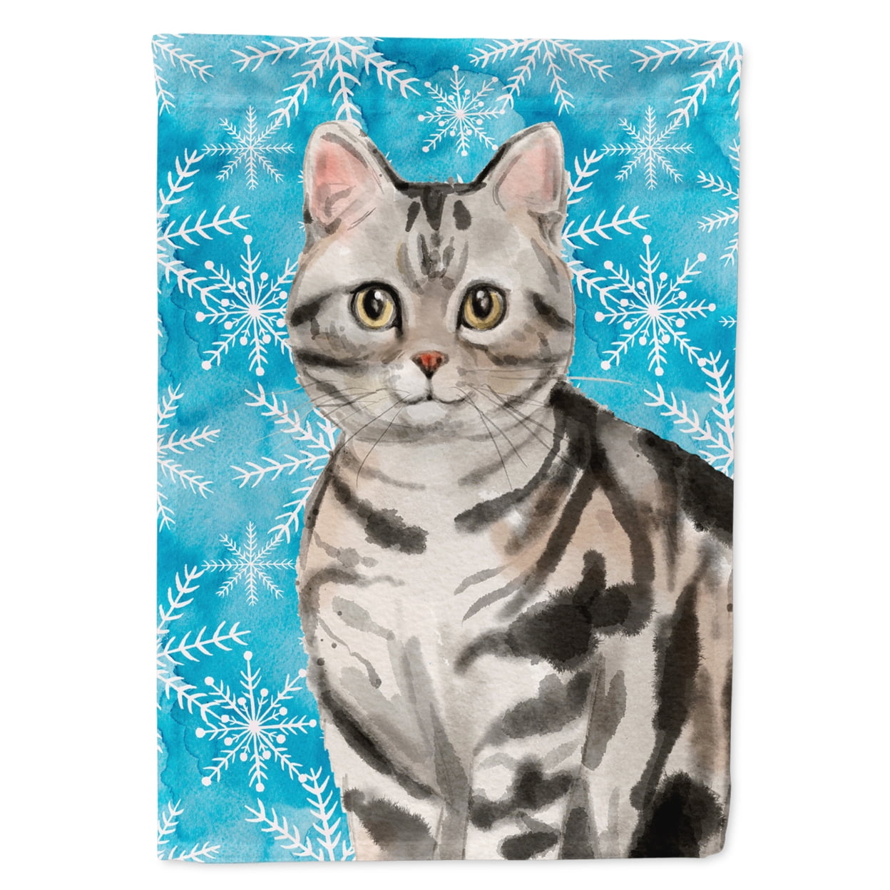 American Shorthair Winter Snowflake Flag Canvas House Size
