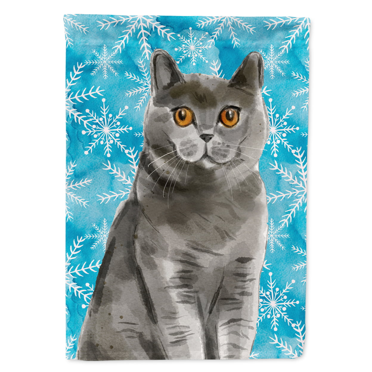 British Shorthair Winter Snowflake Flag Canvas House Size