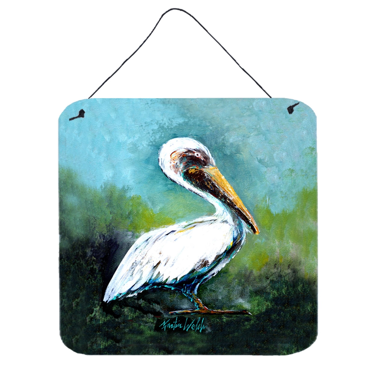 Blue Stand White Pelican Wall or Door Hanging Prints