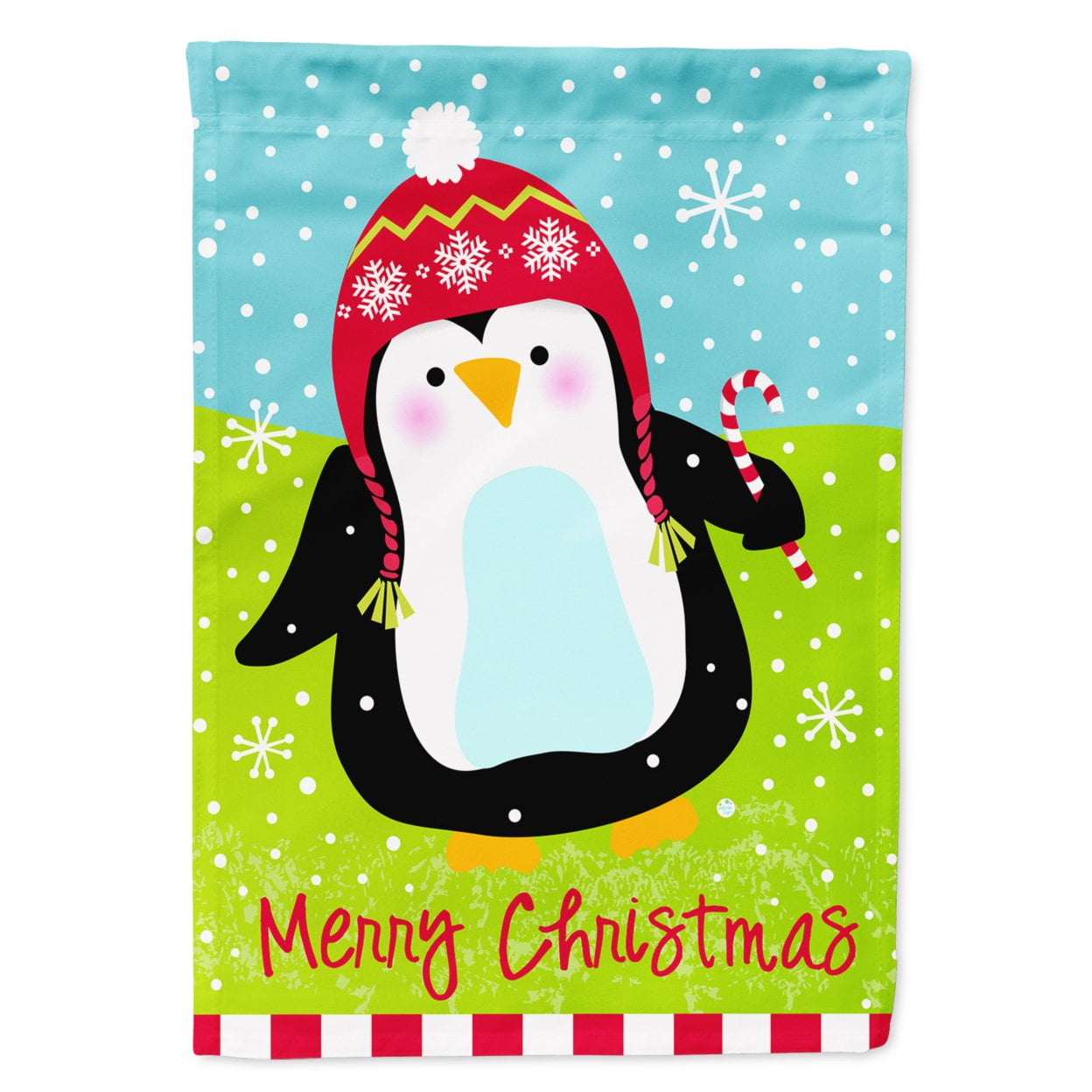 Merry Christmas Happy Penguin Flag Canvas House Size