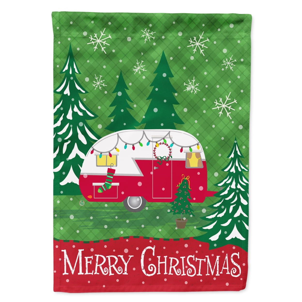 Christmas Vintage Glamping Trailer Flag Canvas House Size