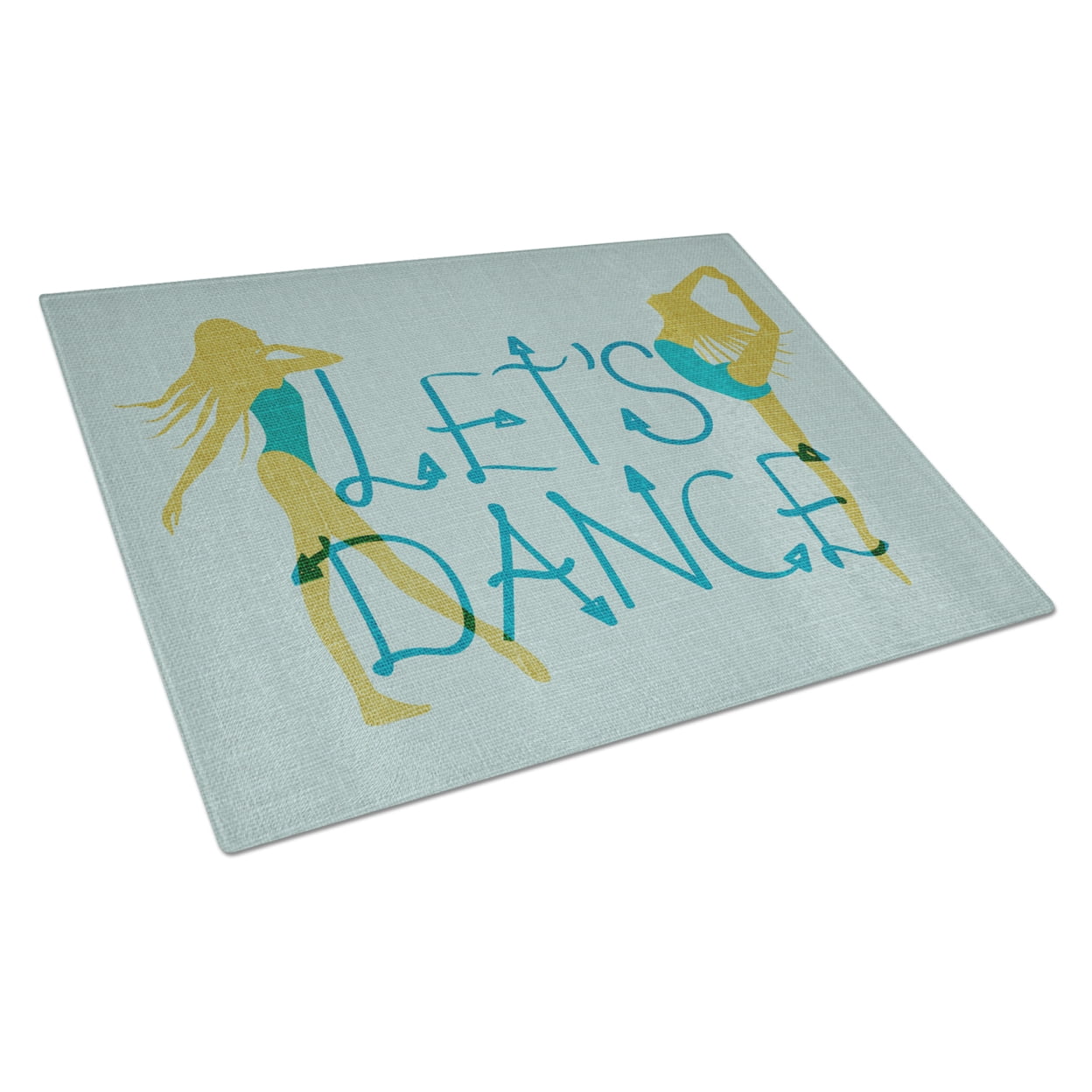 Lets Dance Linen Teal Glass Cutting Board - Large