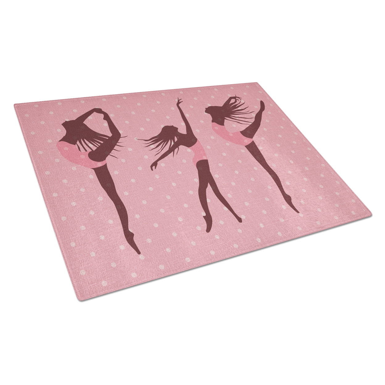Dancers Linen Pink Polkadots Glass Cutting Board - Large