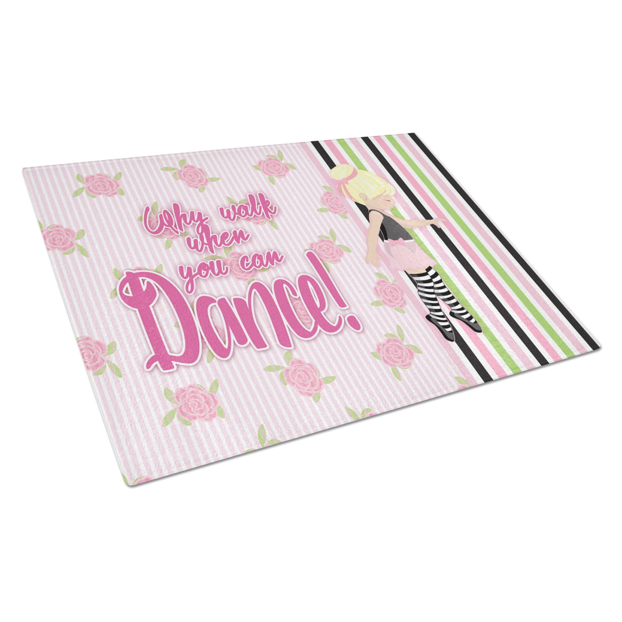 Ballet Dance Stripes Blonde Glass Cutting Board - Large