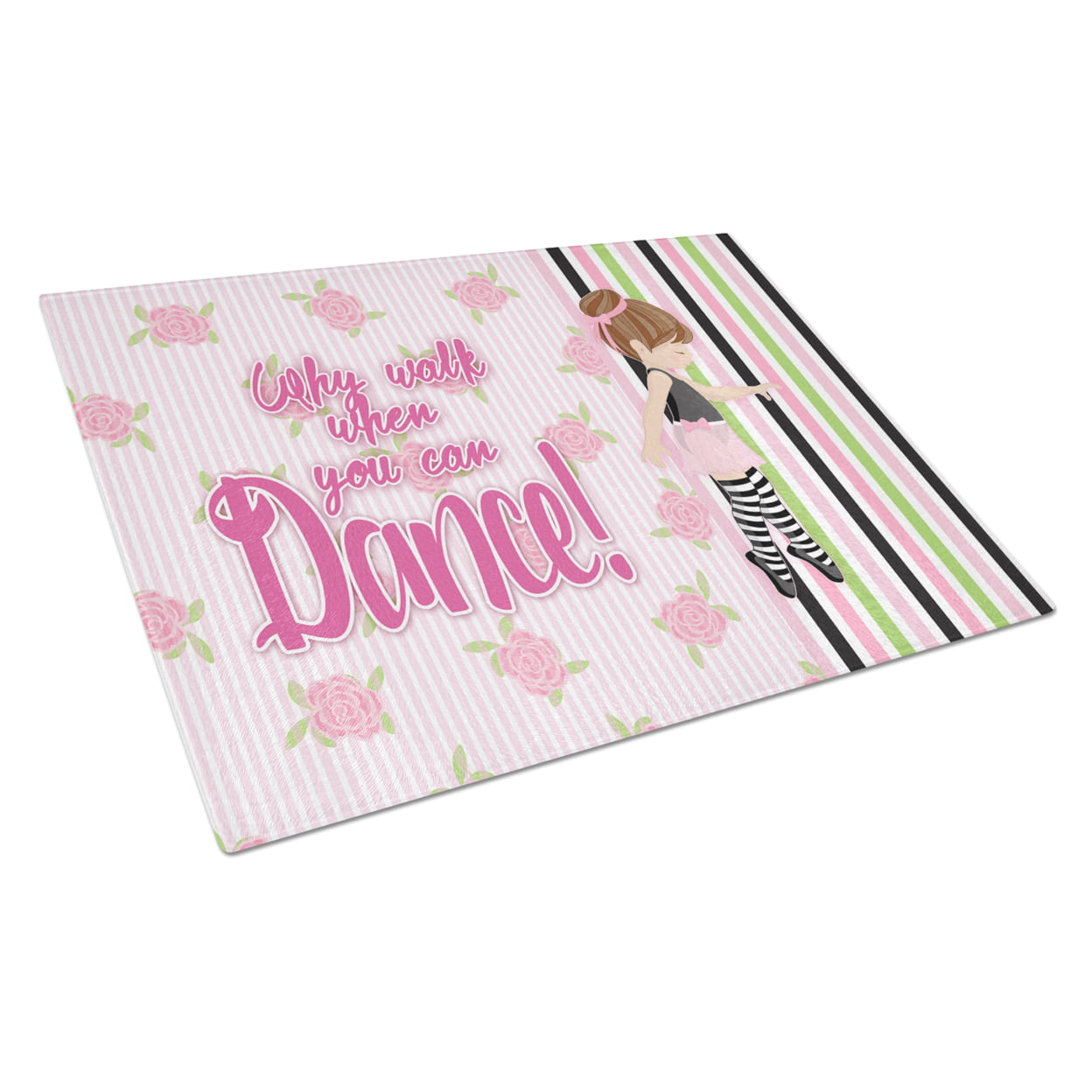Ballet Dance Stripes Brunette Glass Cutting Board - Large