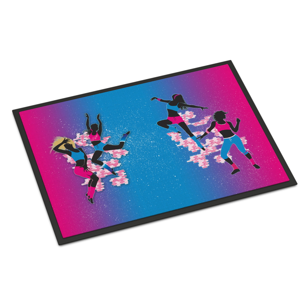 18 x 27 in. Hip Hop in Pink Blue Indoor or Outdoor Mat