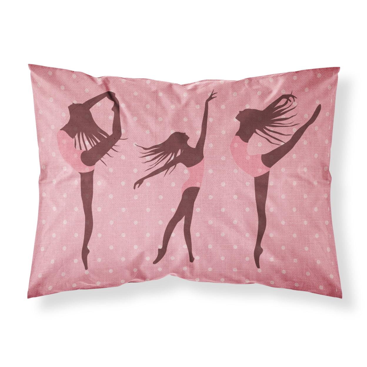 Dancers Linen Pink Polkadots Fabric Standard Pillowcase