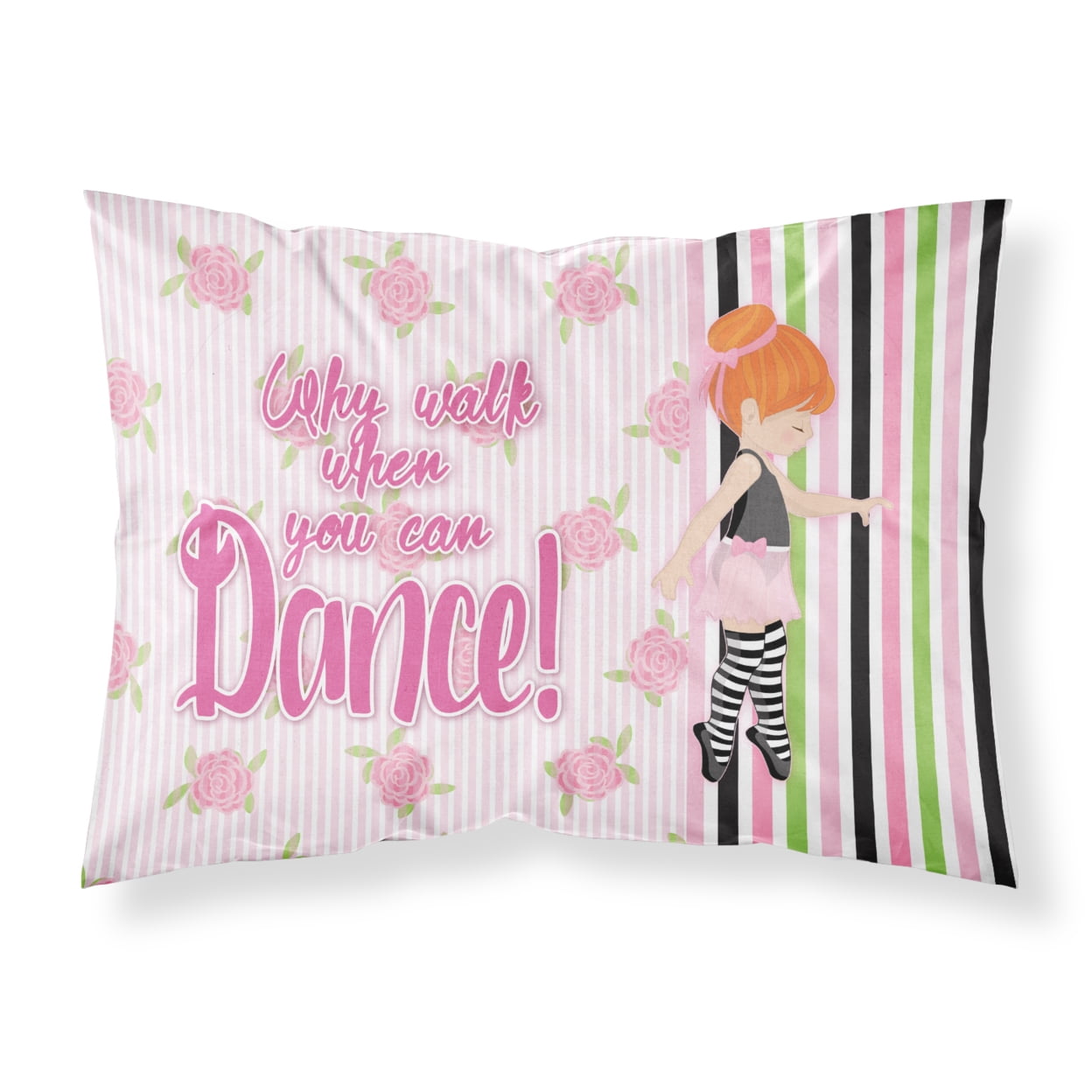 Ballet Dance Stripes Red Hair Fabric Standard Pillowcase