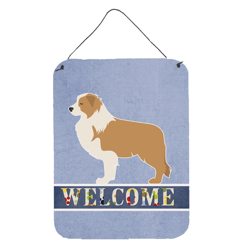 Red Border Collie Welcome Wall or Door Hanging Prints