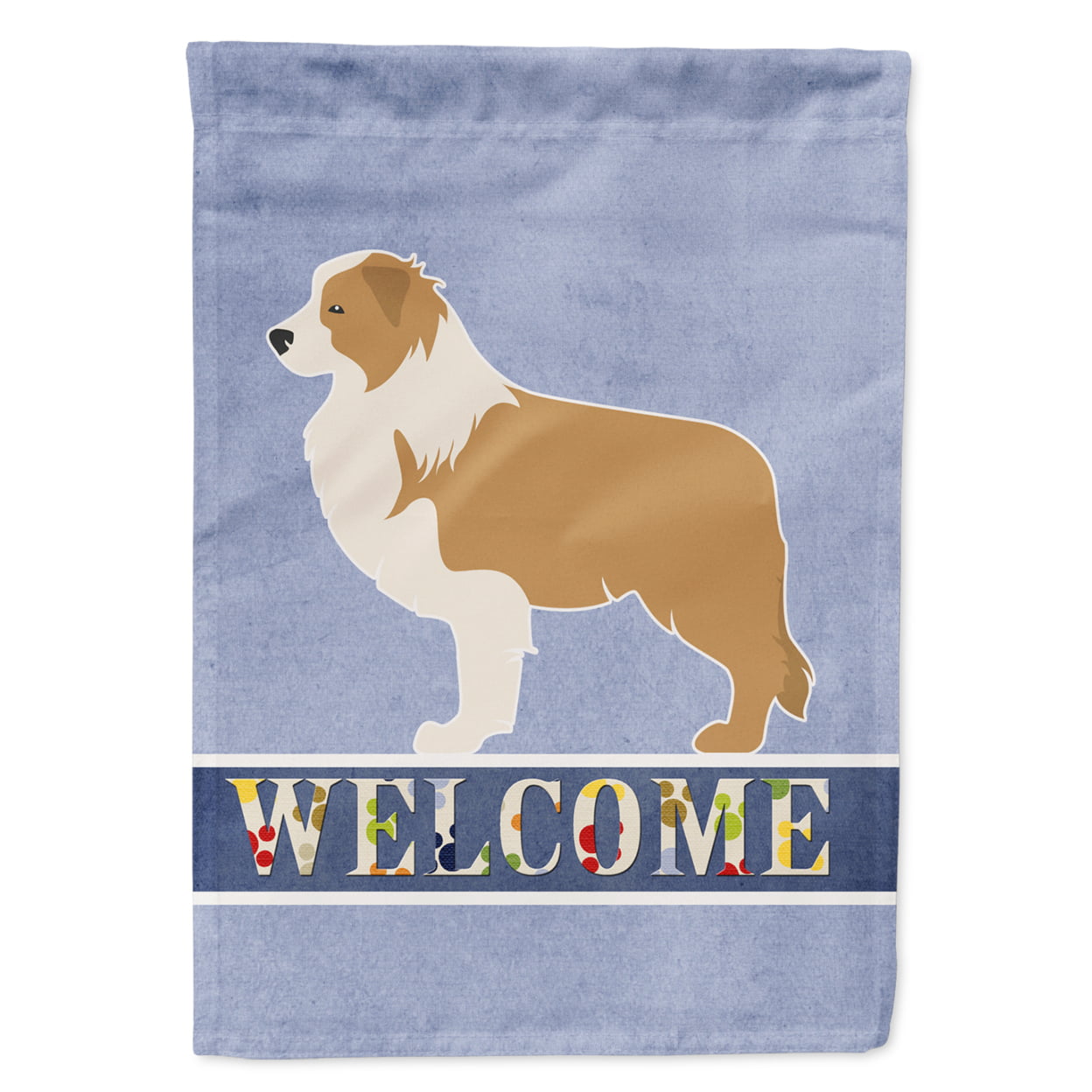 Red Border Collie Welcome Garden Size Flag