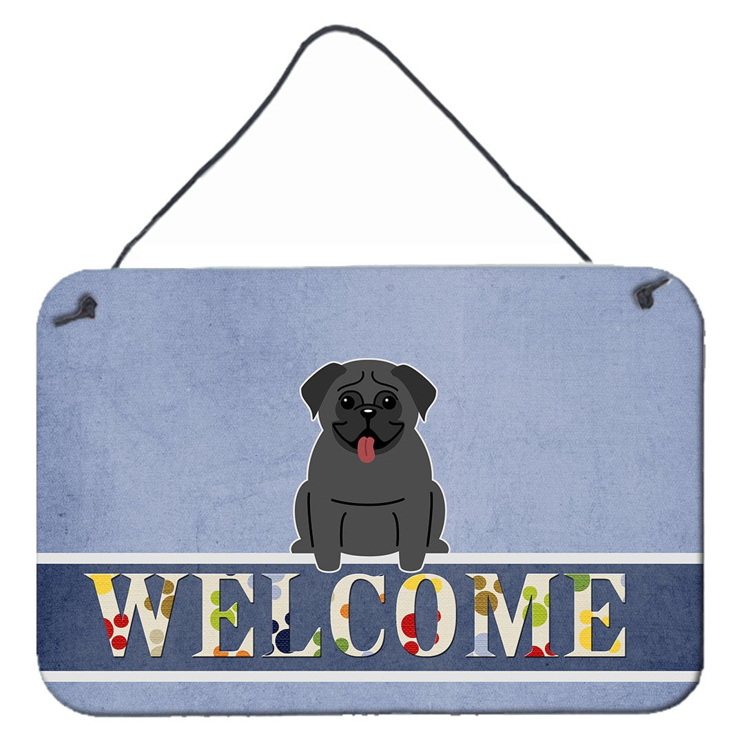 Pug Black Welcome Wall or Door Hanging Prints