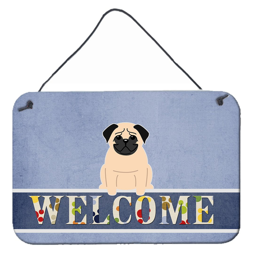 Pug Fawn Welcome Wall or Door Hanging Prints