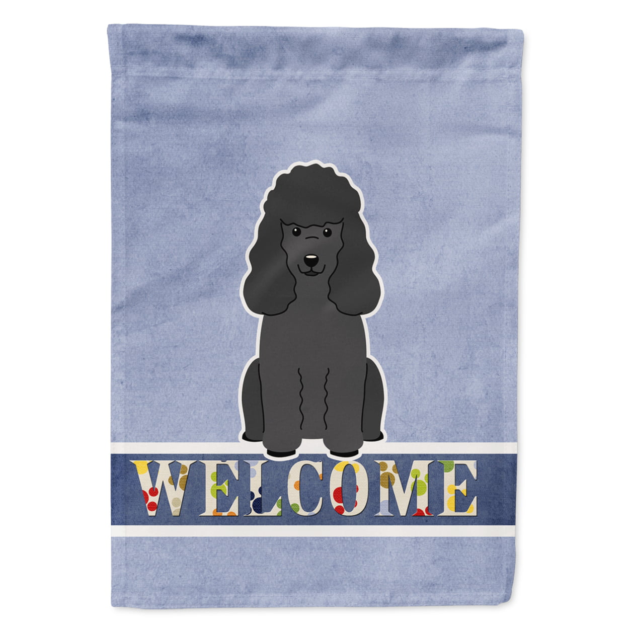 Poodle Black Welcome Garden Size Flag