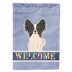 Papillon Black White Welcome Garden Size Flag