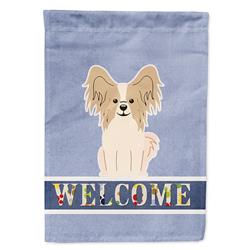 Papillon Sable & White Welcome Garden Size Flag