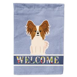Papillon Red White Welcome Garden Size Flag