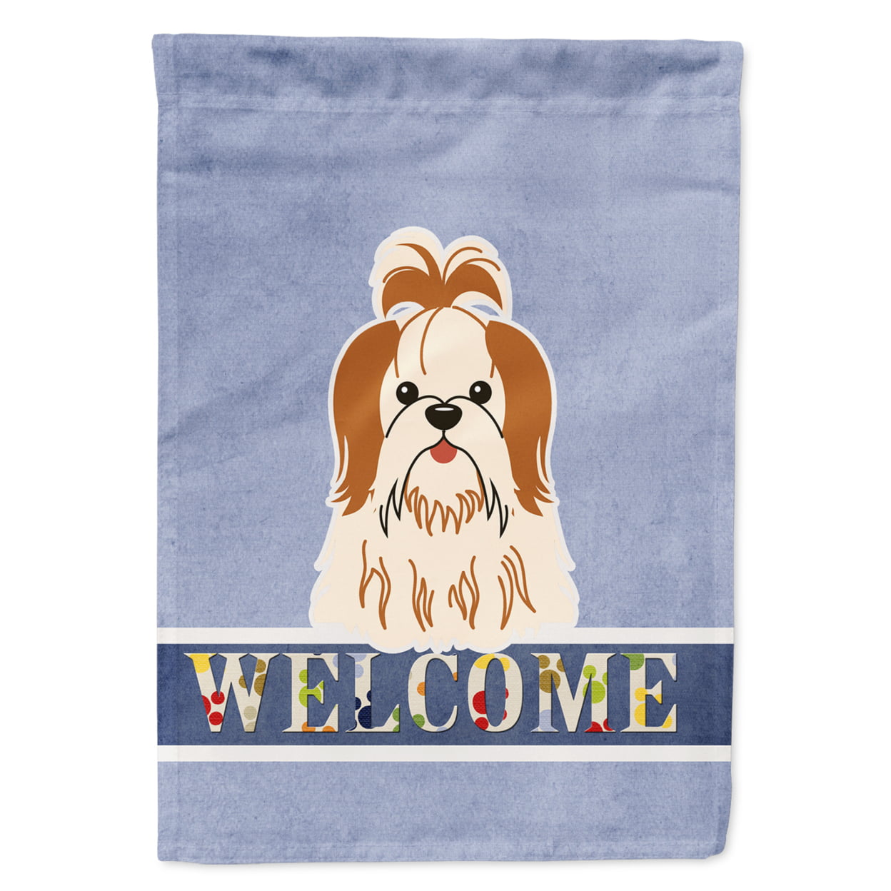 Shih Tzu Red White Welcome Garden Size Flag