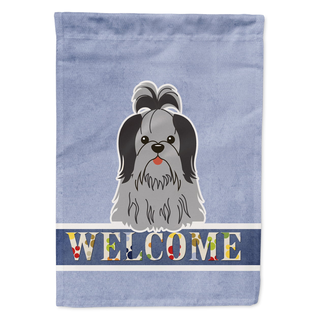Shih Tzu Black Silver Welcome Garden Size Flag