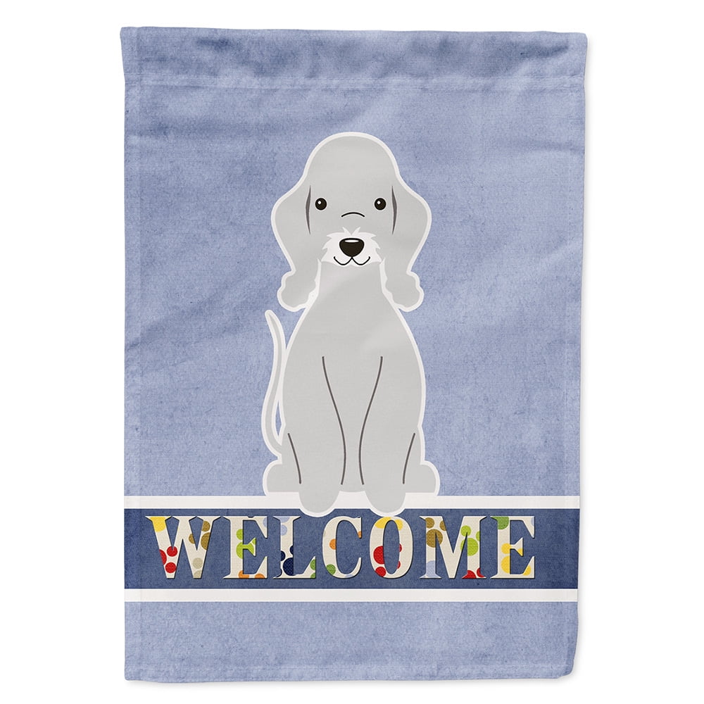 BB5671GF Bedlington Terrier Blue Welcome Garden Size Flag